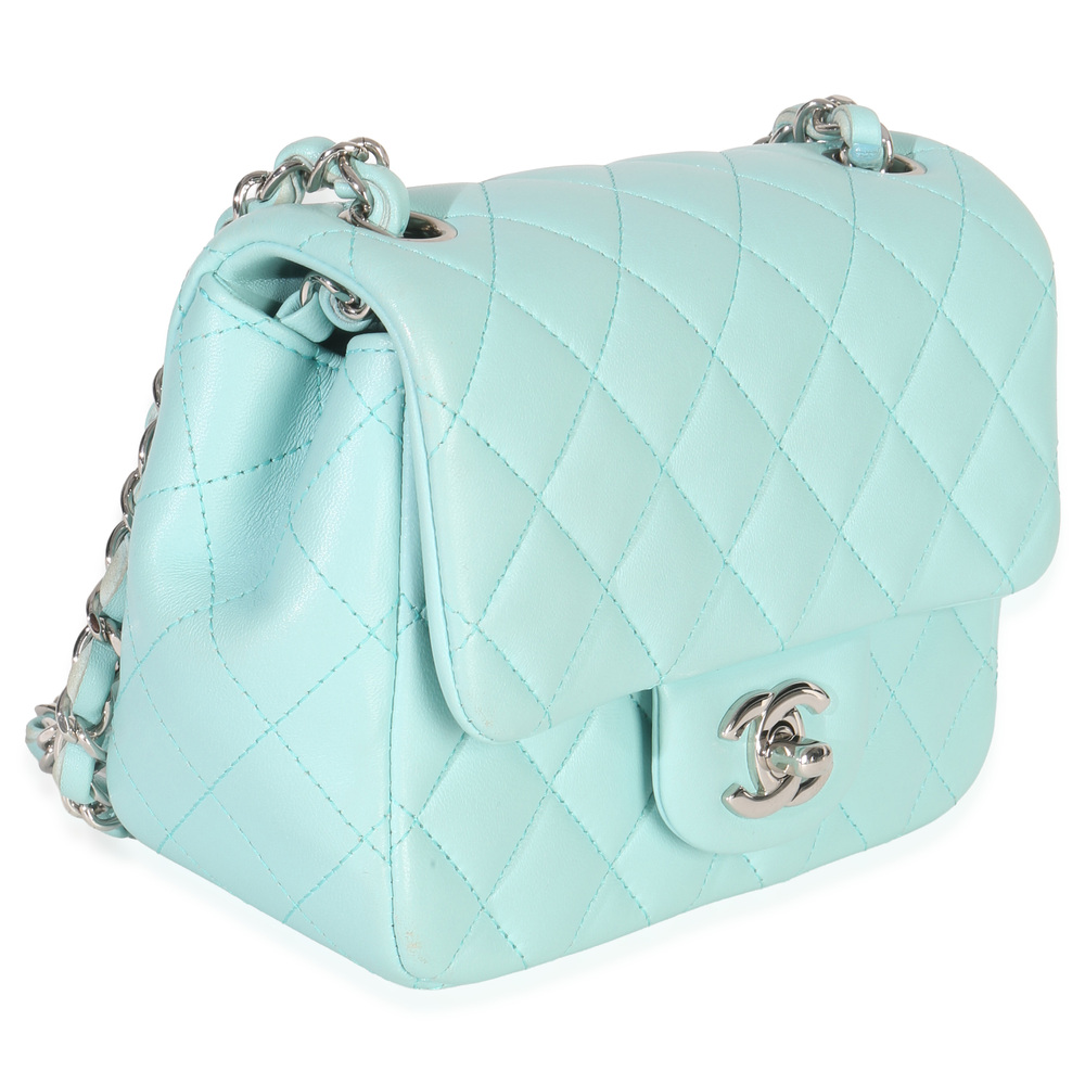 Chanel Blue Quilted Lambskin Mini Square Single Flap Bag - Picture 4 of 7